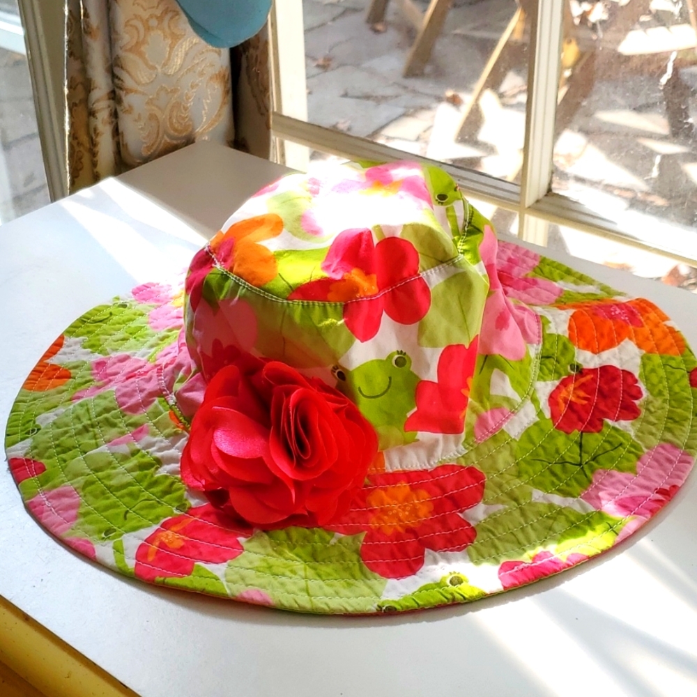 Girls Crazy 8 Frog Flower Sun Hat